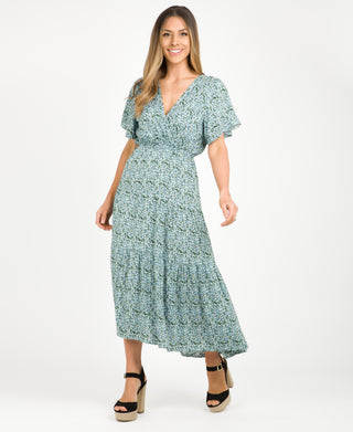 KRISP Tiered Floral Wrap Front Summer Maxi Dress (10991)