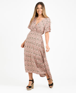 KRISP Tiered Floral Wrap Front Summer Maxi Dress (10991)