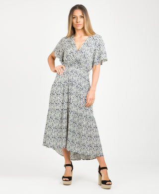 KRISP Tiered Floral Wrap Front Summer Maxi Dress (10991)