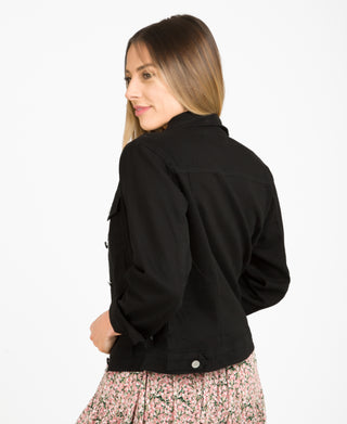 KRISP Black Button Front Classic Denim Jacket (10993)
