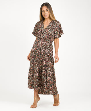 KRISP Tiered Ditsy Wrap Front Summer Maxi Dress (10995)