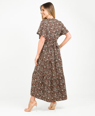 KRISP Tiered Ditsy Wrap Front Summer Maxi Dress (10995)