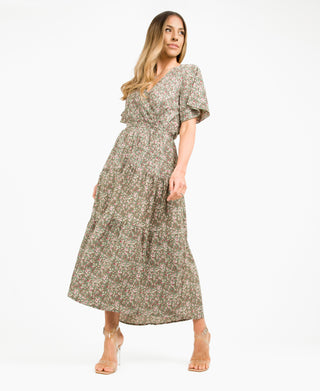 KRISP Tiered Ditsy Wrap Front Summer Maxi Dress (10995)