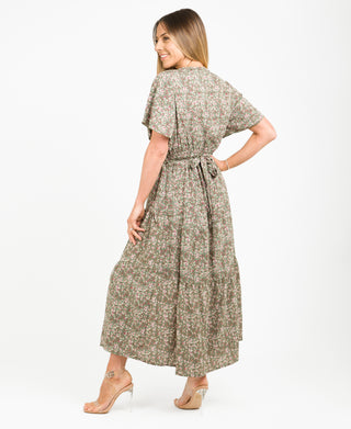 KRISP Tiered Ditsy Wrap Front Summer Maxi Dress (10995)