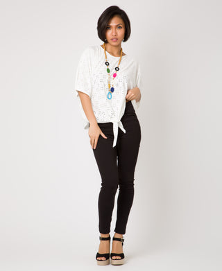 KRISP Eyelet Embroidery Oversize Top with Necklace (11026)