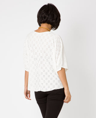 KRISP Eyelet Embroidery Oversize Top with Necklace (11026)
