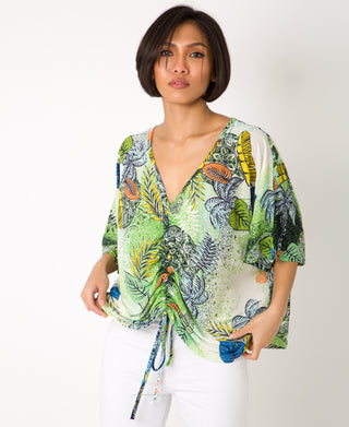 KRISP Tropical Print Oversized V-Neck Top (11030)
