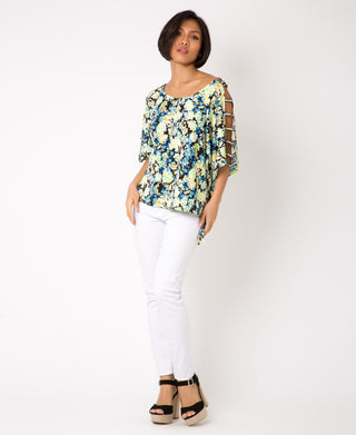 KRISP Split Sleeve Flower Printed Top (11031)