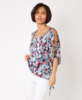 KRISP Split Sleeve Flower Printed Top (11031)
