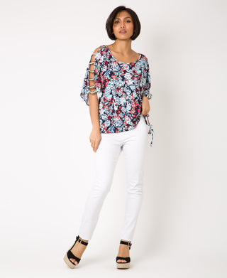 KRISP Split Sleeve Flower Printed Top (11031)