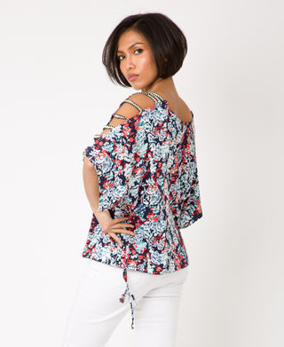 KRISP Split Sleeve Flower Printed Top (11031)
