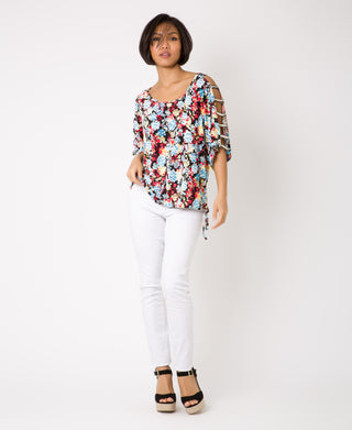 KRISP Split Sleeve Flower Printed Top (11031)