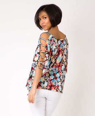 KRISP Split Sleeve Flower Printed Top (11031)