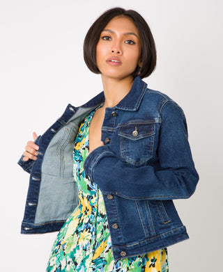 KRISP Fade Dark Denim Cropped Jacket (11040)