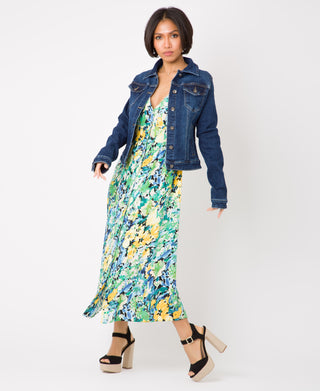 KRISP Fade Dark Denim Cropped Jacket (11040)