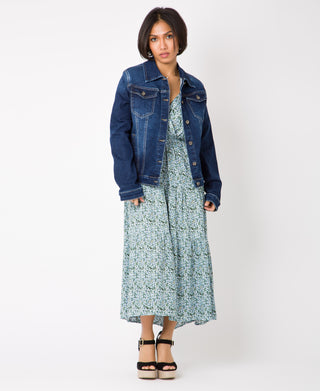 KRISP Fade Dark Denim Button Down Jacket (11041)