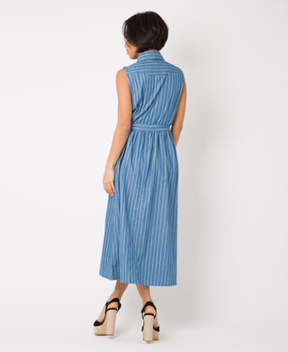 KRISP Double Pinstripe Button Down Maxi Dress (11046)