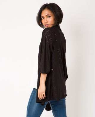 KRISP Floral Eyelet Embroidery Jersey Open Cardigan (11071)