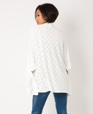 KRISP Floral Eyelet Embroidery Jersey Open Cardigan (11071)