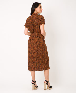 KRISP Women Leopard Print Short Sleeve Shirt Dress (11134)