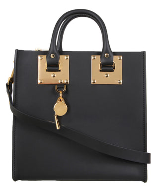Sophie Hulme Square Albion Bag, Black/Gold (4679)