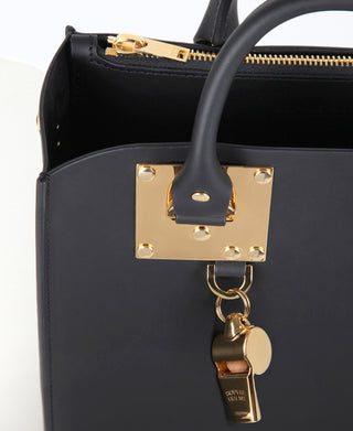 Sophie Hulme Square Albion Bag, Black/Gold (4679)