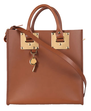 Sophie Hulme Square Albion Bag, Tan/Gold (4679)