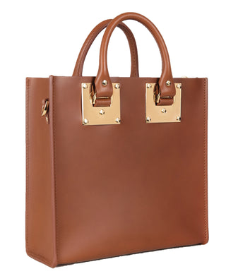 Sophie Hulme Square Albion Bag, Tan/Gold (4679)