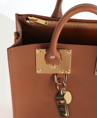 Sophie Hulme Square Albion Bag, Tan/Gold (4679)