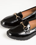 KRISP Patent Penny Loafers with Buckle (11018)