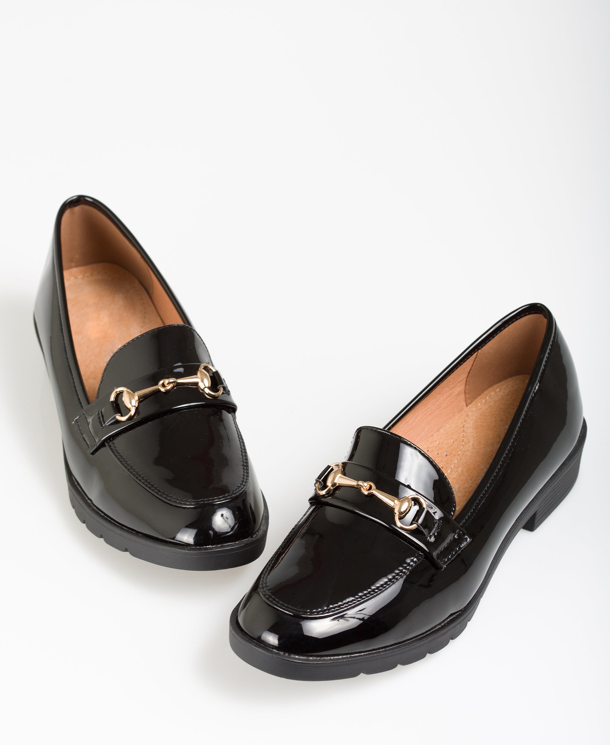 KRISP Patent Penny Loafers with Buckle (11018)