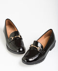 KRISP Patent Penny Loafers with Buckle (11018)