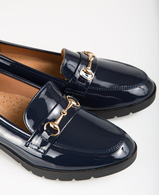 KRISP Patent Penny Loafers with Buckle (11018)