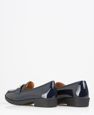 KRISP Patent Penny Loafers with Buckle (11018)