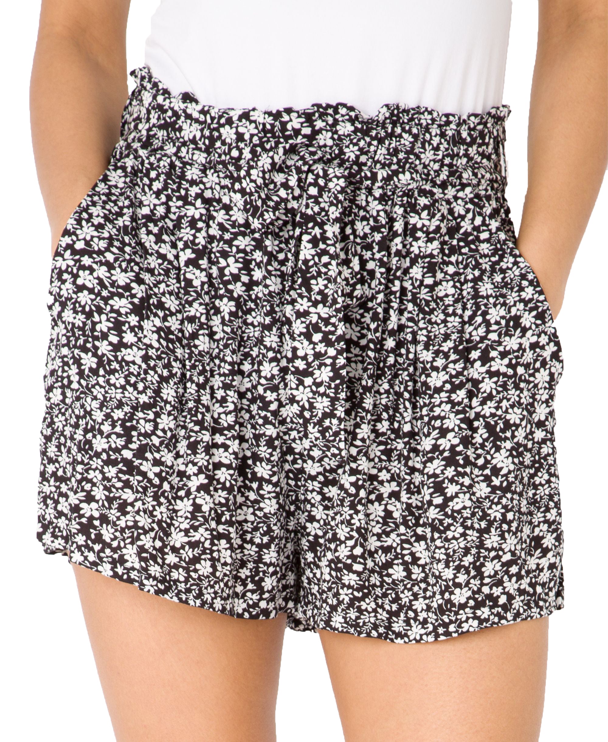 KRISP Tie Belted Waist Ditsy Floral  Print Shorts (11087)