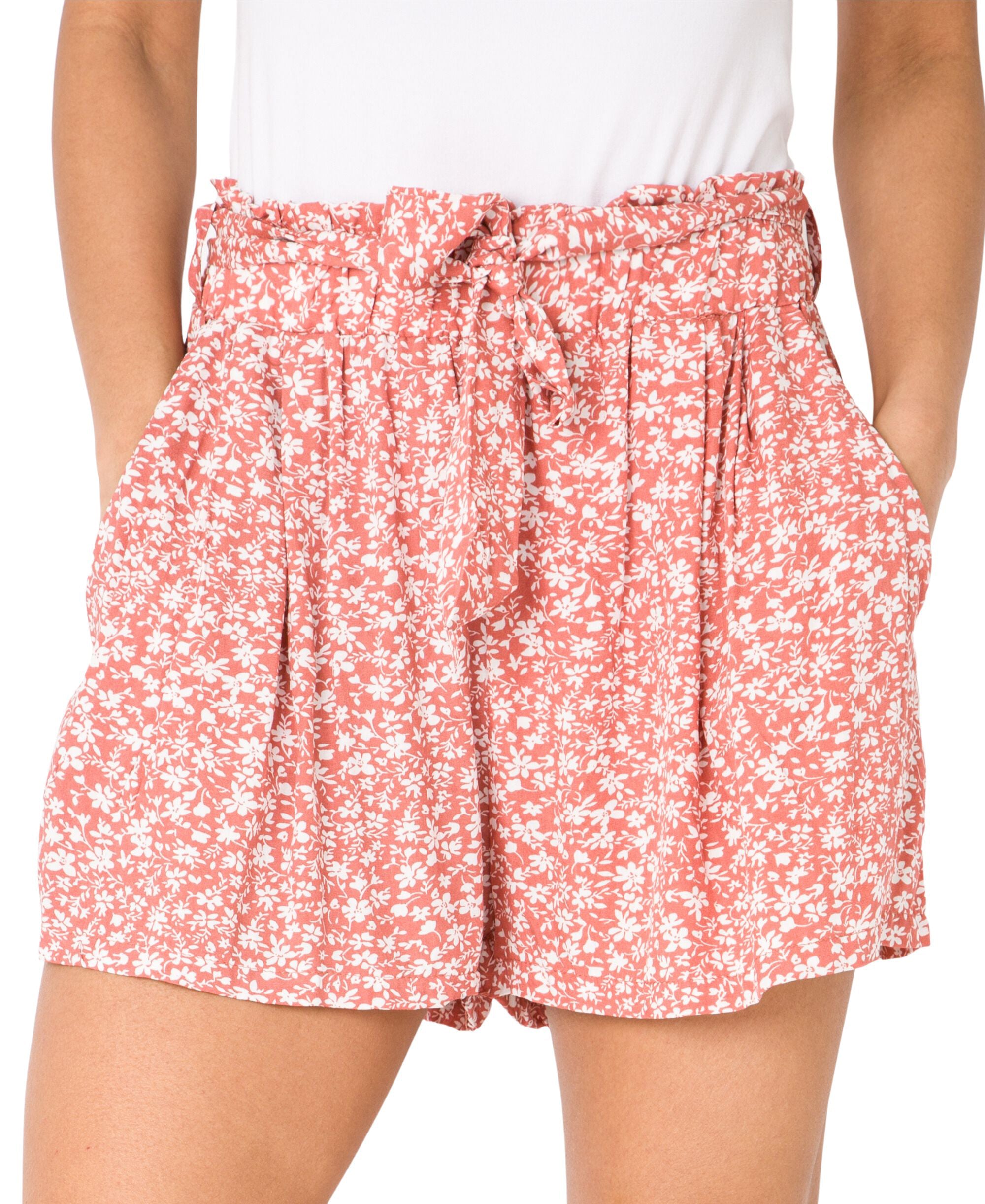 KRISP Tie Belted Waist Ditsy Floral  Print Shorts (11087)