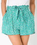KRISP Tie Belted Waist White Flower Print Shorts (11092)