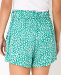 KRISP Tie Belted Waist White Flower Print Shorts (11092)