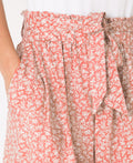 KRISP Tie Belted Waist White Flower Print Shorts (11092)