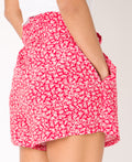 KRISP Tie Belted Waist White Flower Print Shorts (11092)