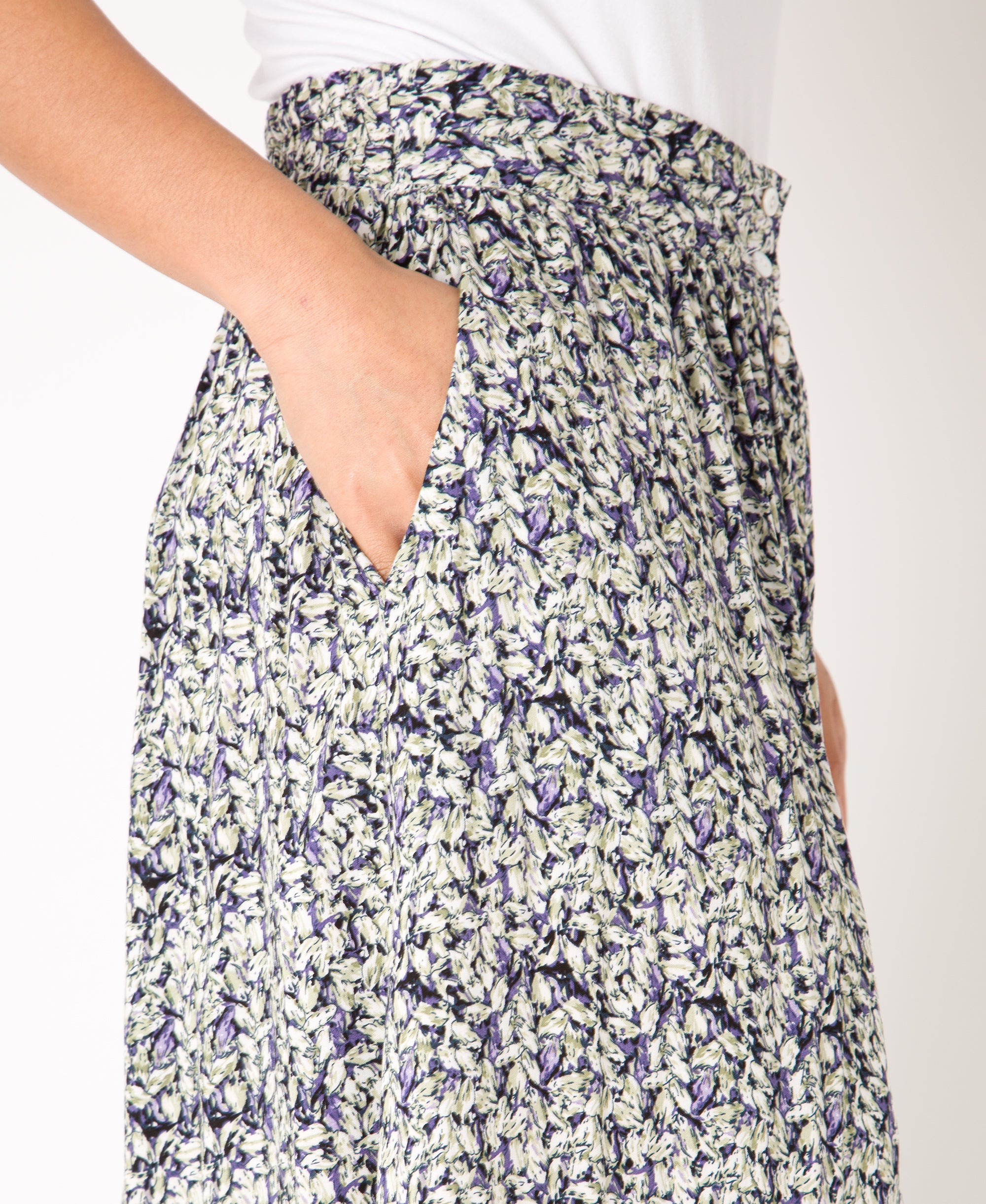 KRISP Button Front Floral Print Midi Skirt (11098)