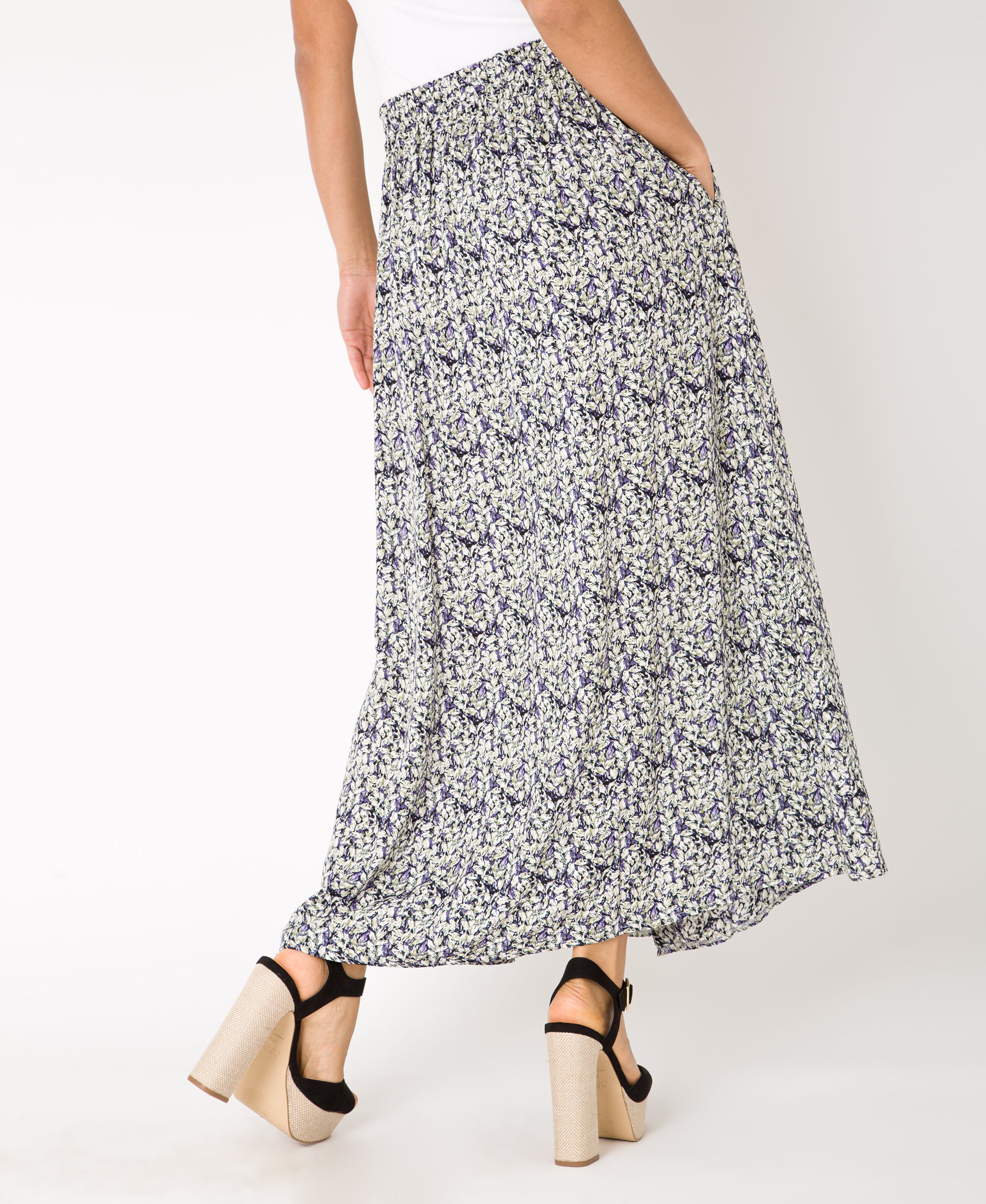 KRISP Button Front Floral Print Midi Skirt (11098)