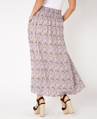 KRISP Button Front Floral Print Midi Skirt (11098)