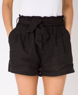 KRISP Tie Belted High Waist Linen Shorts (11109)