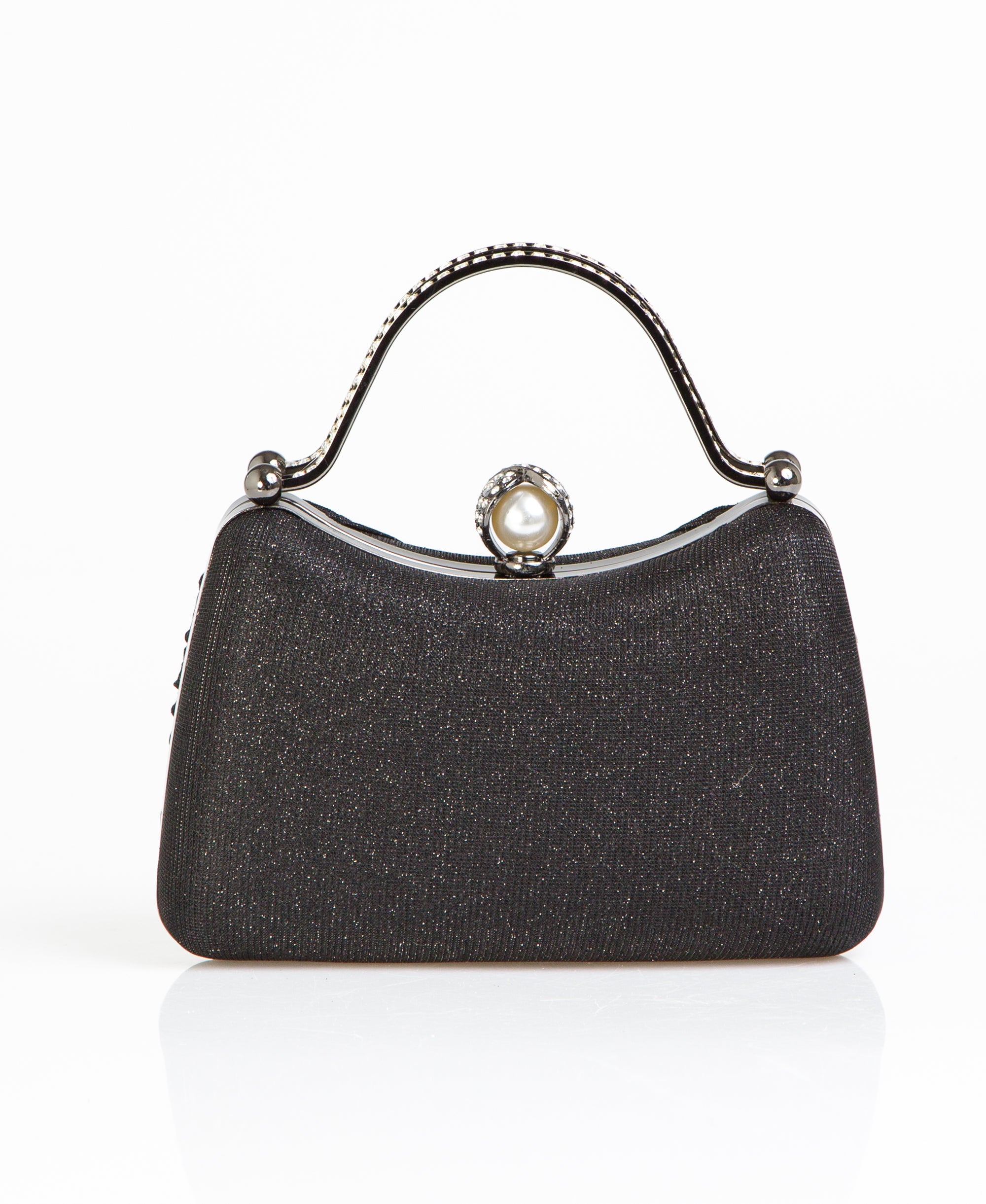 KRISP Pearl Lock Firm Grab Handle Glitter Clutch Bag