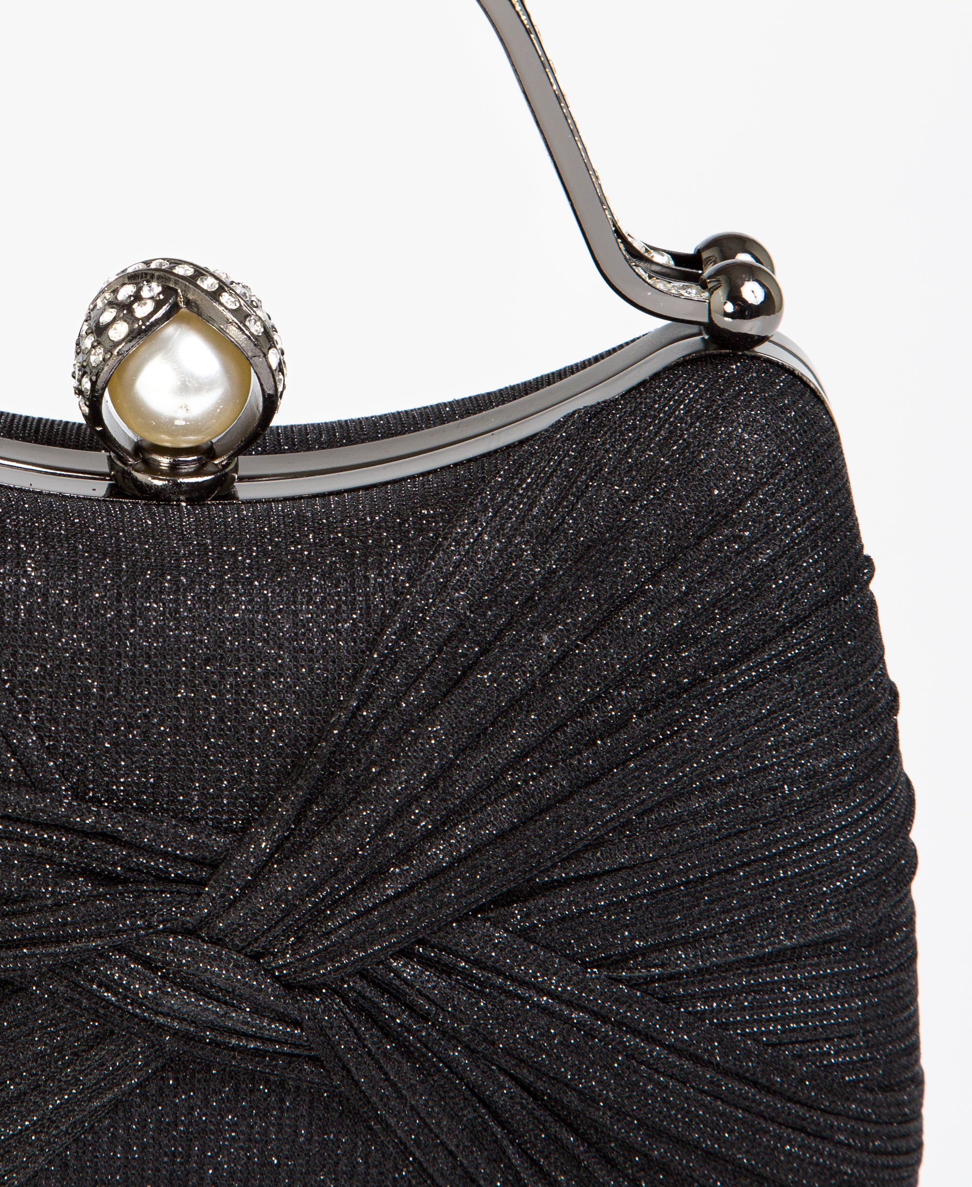 KRISP Pearl Lock Firm Grab Handle Glitter Clutch Bag
