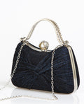 KRISP Pearl Lock Firm Grab Handle Glitter Clutch Bag