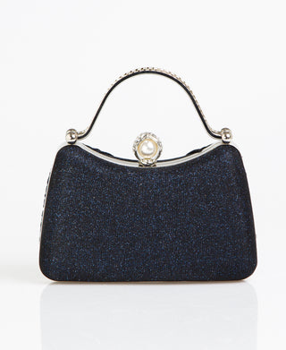 KRISP Pearl Lock Firm Grab Handle Glitter Clutch Bag