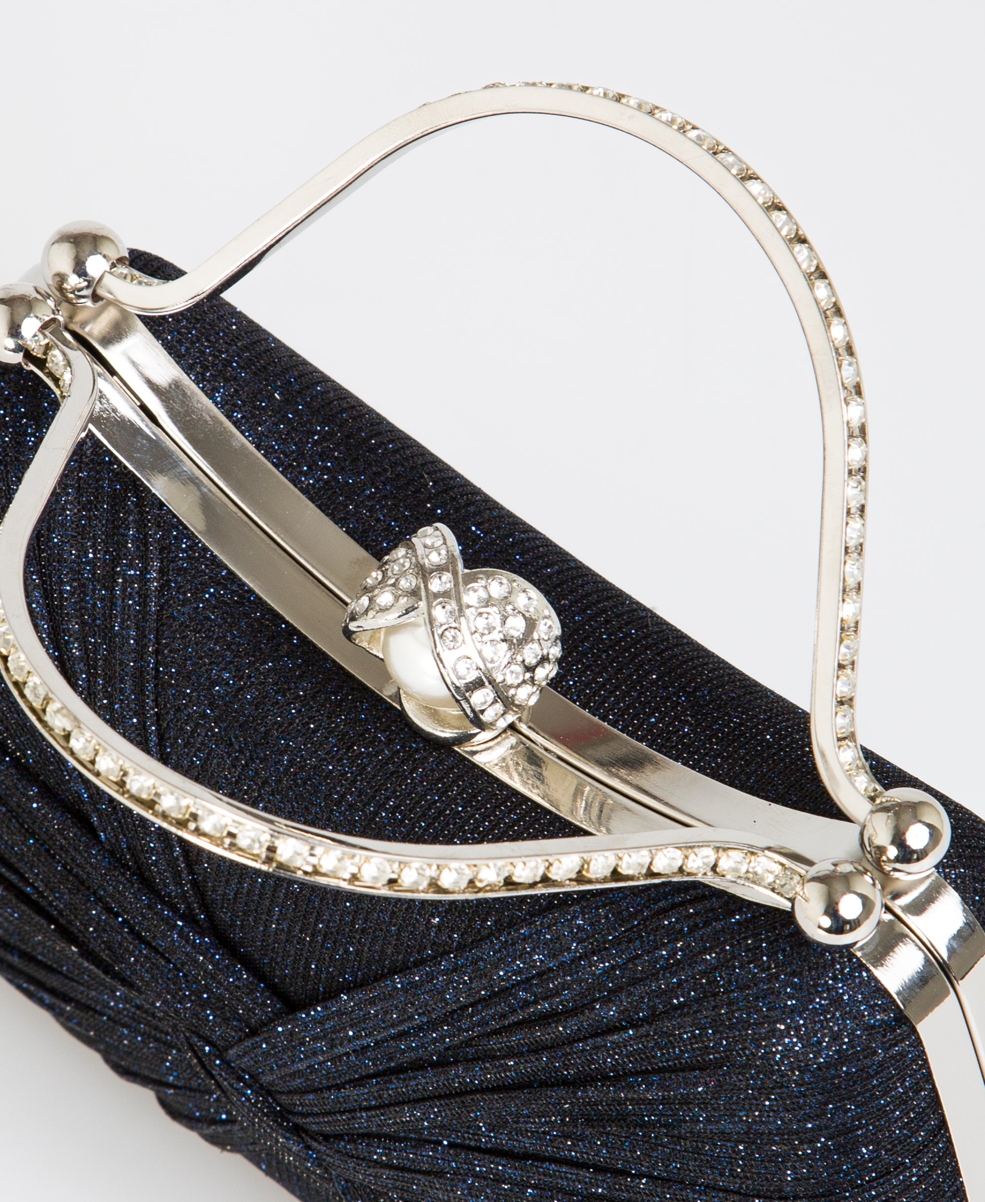 KRISP Pearl Lock Firm Grab Handle Glitter Clutch Bag