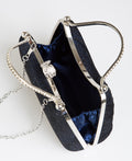 KRISP Pearl Lock Firm Grab Handle Glitter Clutch Bag
